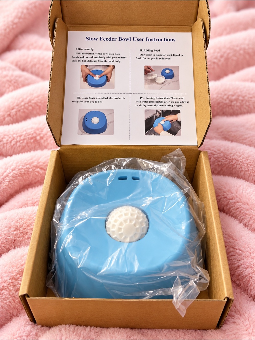 Blue Slow Feeder Bowl for Small Pets - Interactive Mealtime